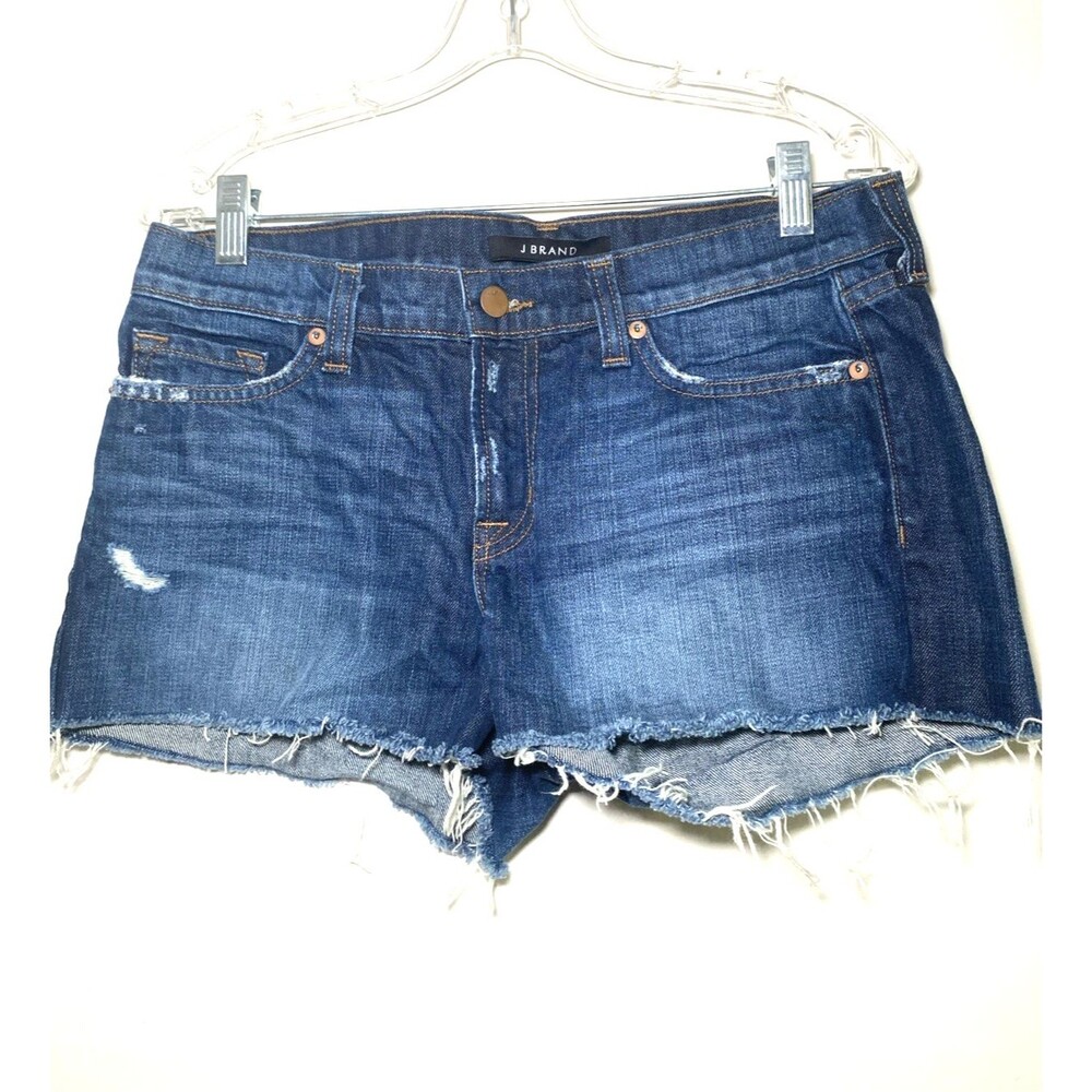 J Brand Women’s Cutoff Denim Shorts Size 27 Dark Wash Frayed Hem Distressed